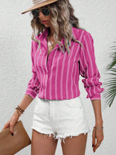 LUNE Casual Vacation Colorblock Striped Long Sleeve Shirt